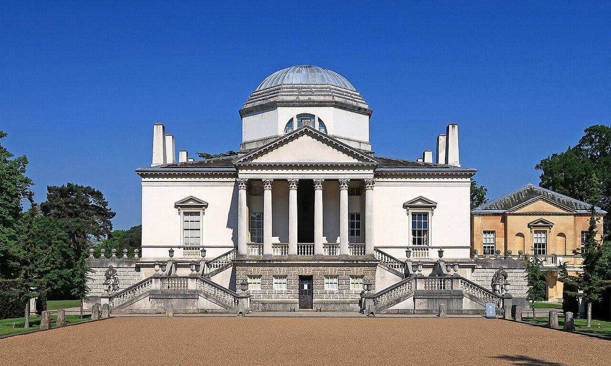 Chiswick House and Gardens, Lord Burlington's compact Palladian villa, built 1726-29 and set in free-to-enter gardens