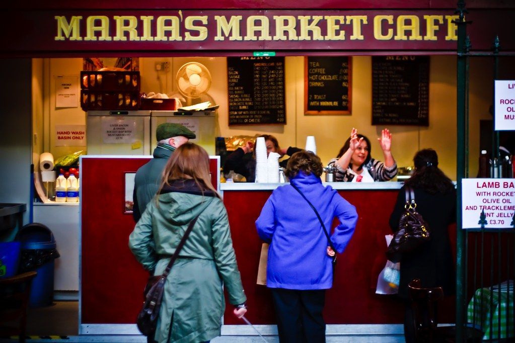 Maria's Market Cafe, a traditional cafe under the arched roof of Borough Market