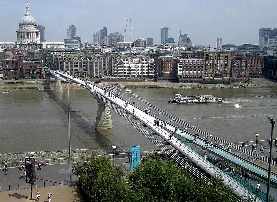Millennium Bridge, a pedestrian steel suspension bridge linking St Paul's Cathedral