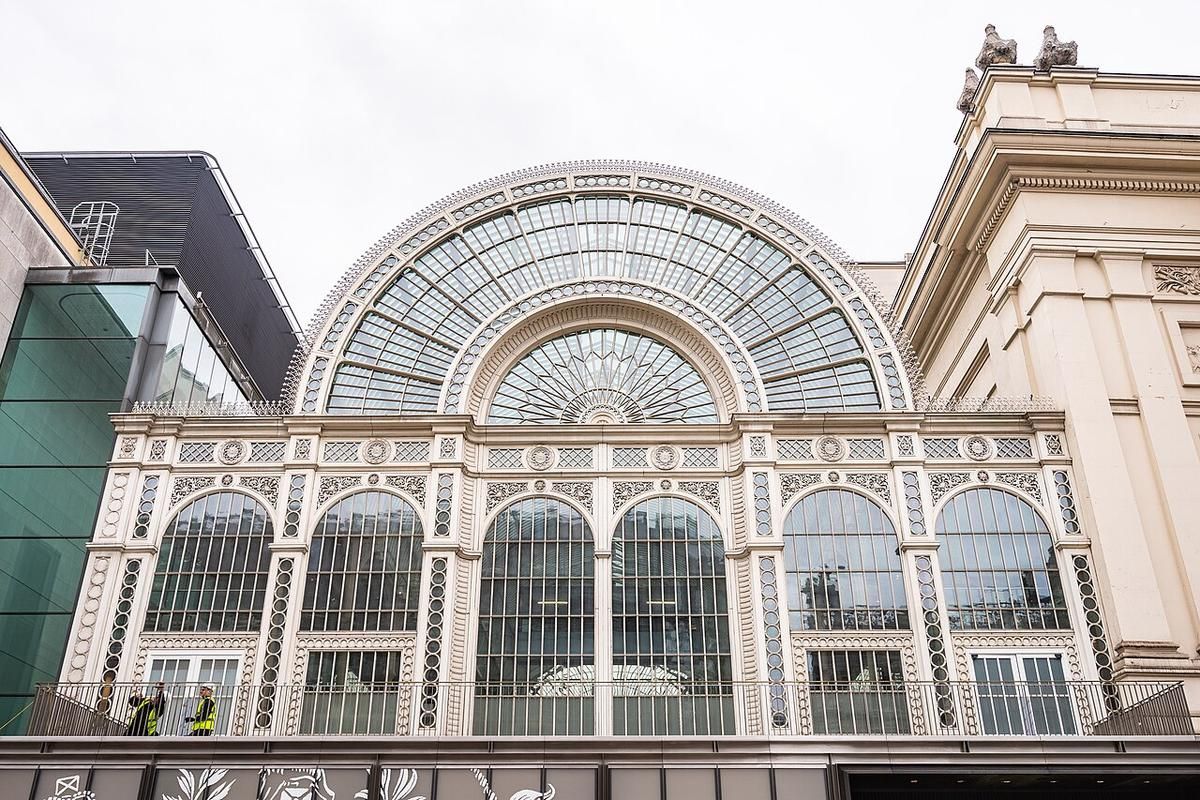 Royal Opera House, Covent Garden's home of The Royal Opera and The Royal Ballet, with a Victorian glass-roofed hall