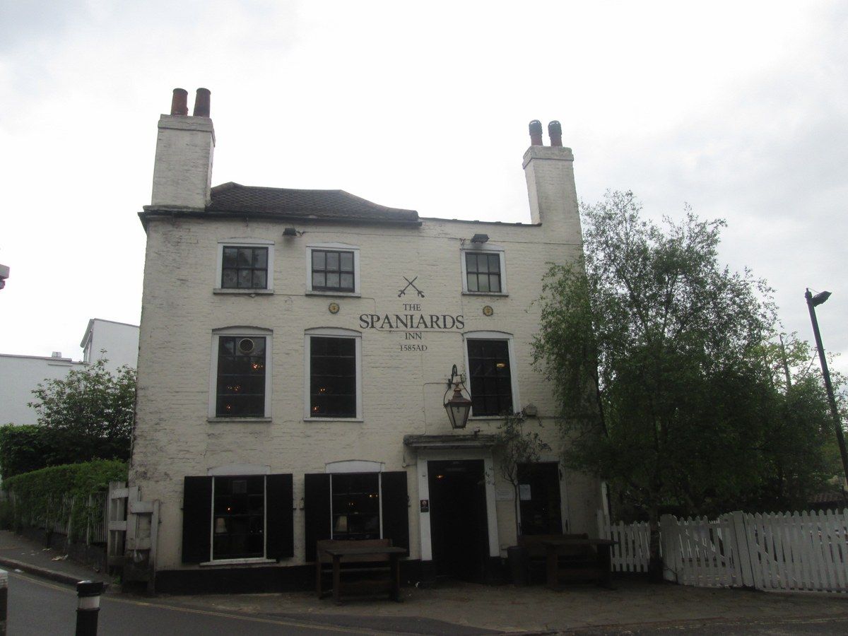 The Spaniards Inn, a coaching inn on the edge of Hampstead Heath, dating to 1585